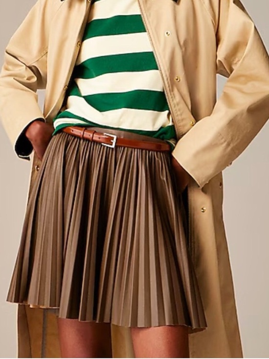 J. Crew Dresses & Skirts - J. Crew Swingy Pleated Faux Leather Mini Skirt Size 12